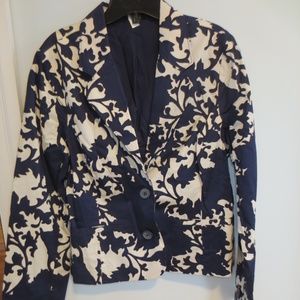 Old Navy Navy Blue & White Cotton Blazer Sz L